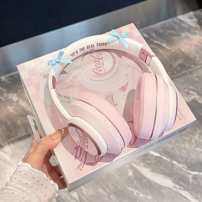 Coca-Cola Pink Over-Ear Bluetooth Headphones, Wireless, High-Quality Headset, Perfect as a Birthday Gift for Girls