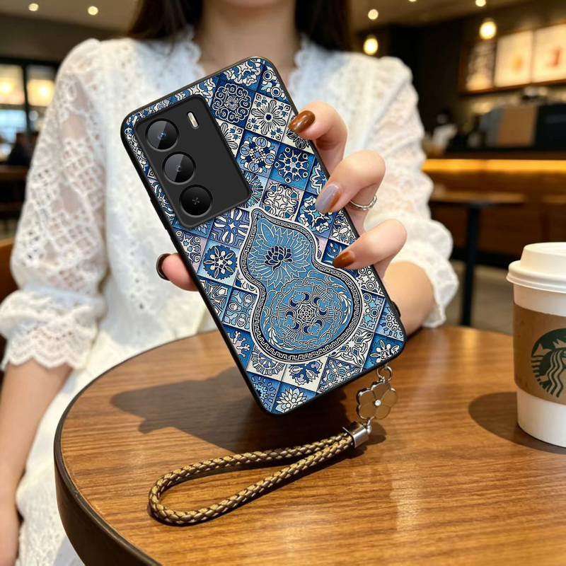 Suitable for Realme V70 Phone Case, Latest Model Realme V70S Lambskin Silicone Soft Case, Anti-Drop Full-Cover Totem Gourd Protective Case, Women's Version, Super Stylish with a High-End Feel, with Lanyard Suitable for Realme V70 Phone Case, Latest Model Realme V70S Lambskin Silicone Soft Case, Anti-Drop Full-Cover Totem Gourd Protective Case, Women's Version, Super Stylish with a High-End Feel, with Lanyard