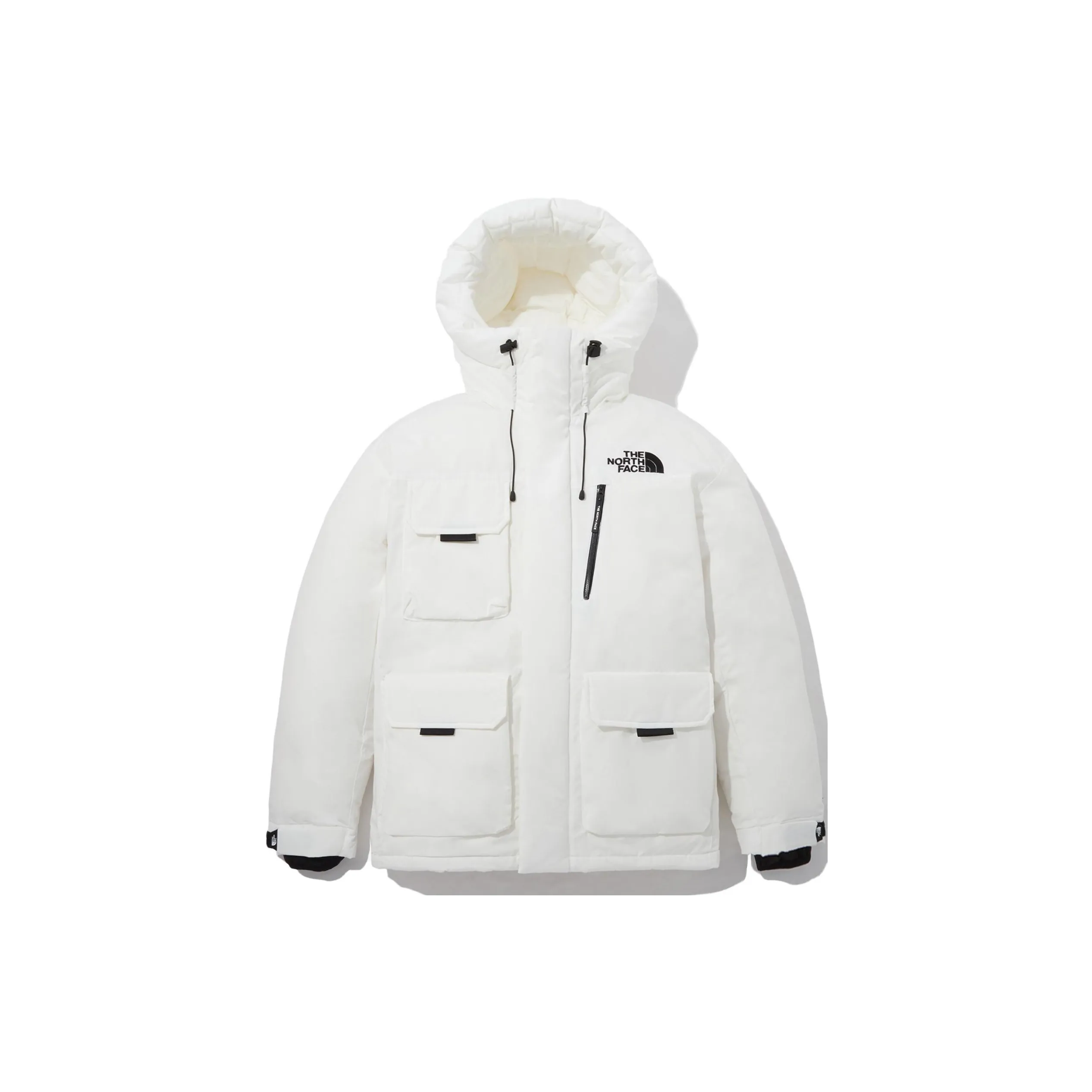 北面/THE NORTH FACE Logo多口袋 连帽羽绒服 男女同款白色