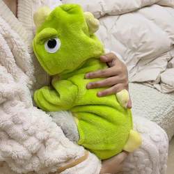 Cute Cat Clothes, Little Dinosaur Transformation Outfit, Flannel Warm Four-Legged Clothing for Kittens, Pet Dogs, Autumn and Winter Thickened