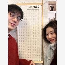 Quarrel Calendar Wooden Ins Style Wall Calendar Check-in Schedule Leaflet 2024 Wall Hanging Couple Quarrel Calendar