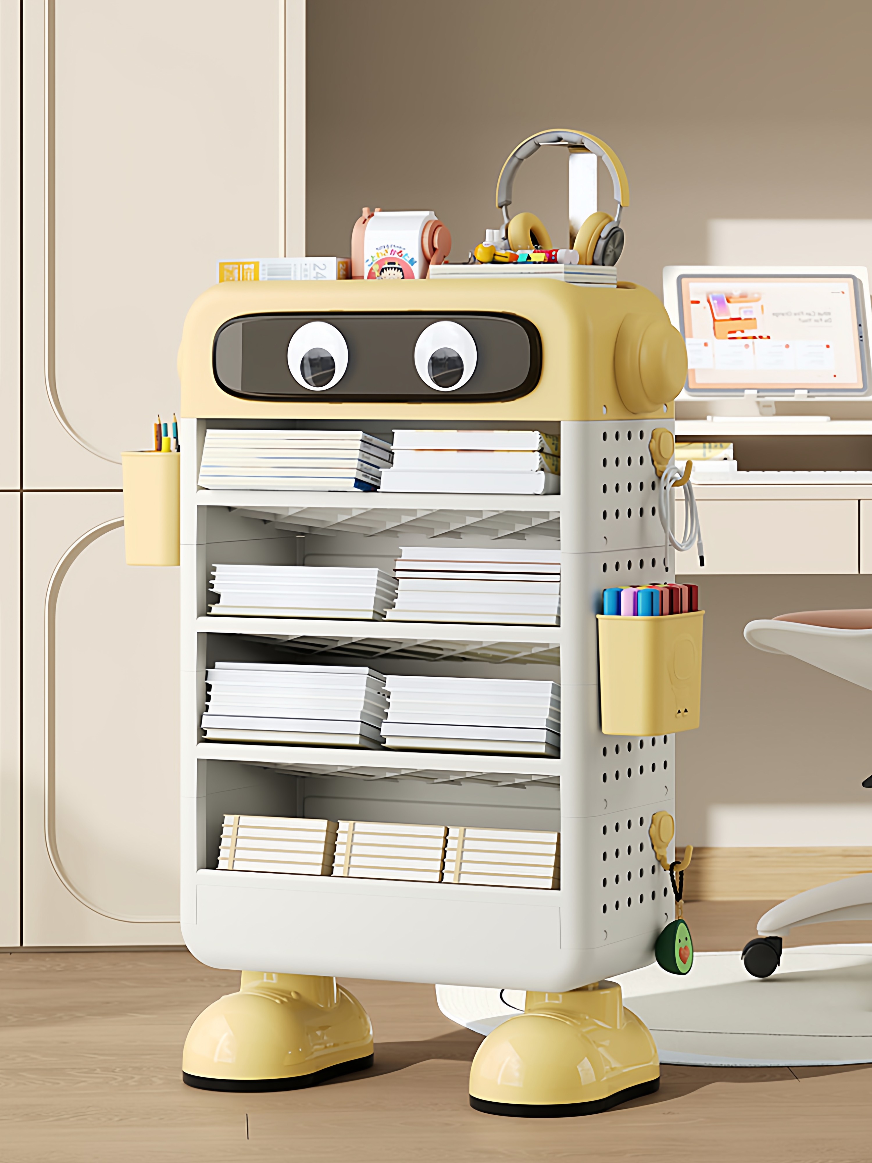 Bookshelf Floor-Standing Storage Rack Student Desk Book Storage Rack Office Desk Multi-Layer File Organizer Shelf