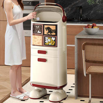 Kitchen Trash Can for Home Use with Lid, 2025 New Model, Japanese-Style Large Capacity, High Model, Odor-Proof, for Separating Dry and Wet Waste