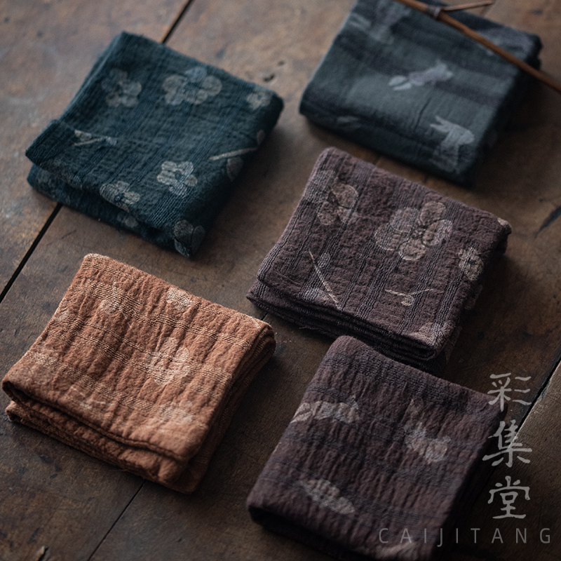 Elegant Retro Pure Cotton Tea Towel, Tea Ceremony Zen-Style Cotton and Linen Double-Layer Thickened Tea Table Cloth, Absorbent Tea Cloth Mat, Cleaning Square Towel