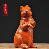Rosewood carved rabbit WS-86300 pendulum workpiece solid wood decoration animal zodiac rabbit home living room office decoration