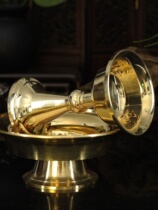 Highly polished brass tantric Buddhist water and wine glossy cup for protectors 11cm medium size thick and bright good quality
