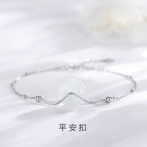 925 sterling silver white chalcedony peace buckle bracelet female niche design bracelet retro simple hand ornament animal year gift