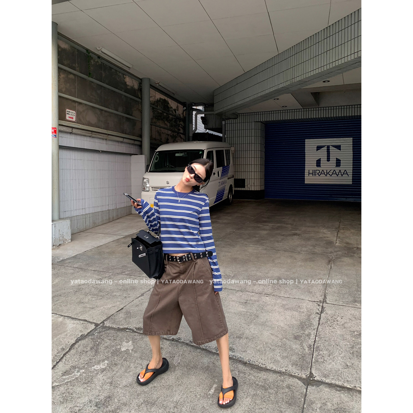 牙套大汪 【海魂2代】полосатая голова синяя осенняя новинка casual свободная стройнящая базовая футболка