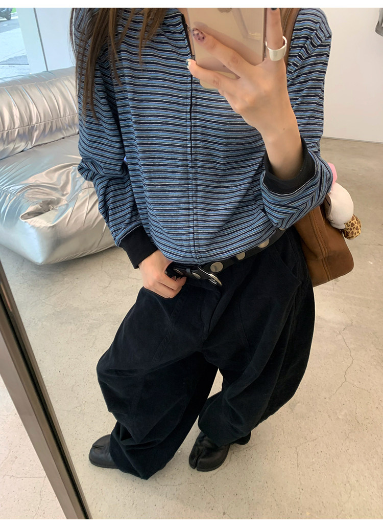 牙套大汪 【小蓝孩】Мягкая молочная толстовка с капюшоном и полосками на молнии