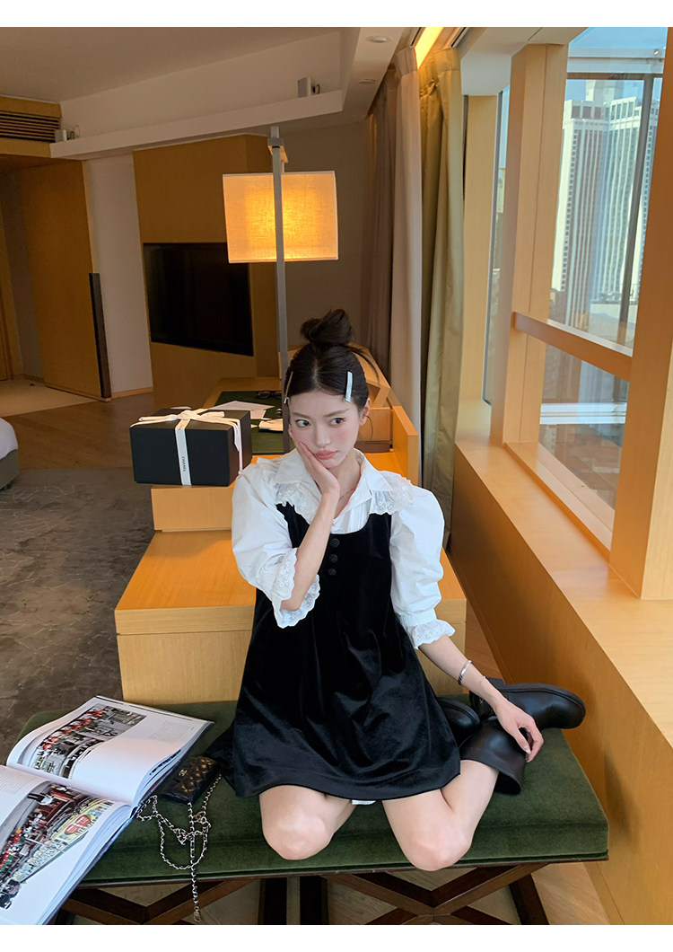 牙套大汪【奥斯汀小姐】Бархатное платье-сарафан А-силуэта с U-образным вырезом