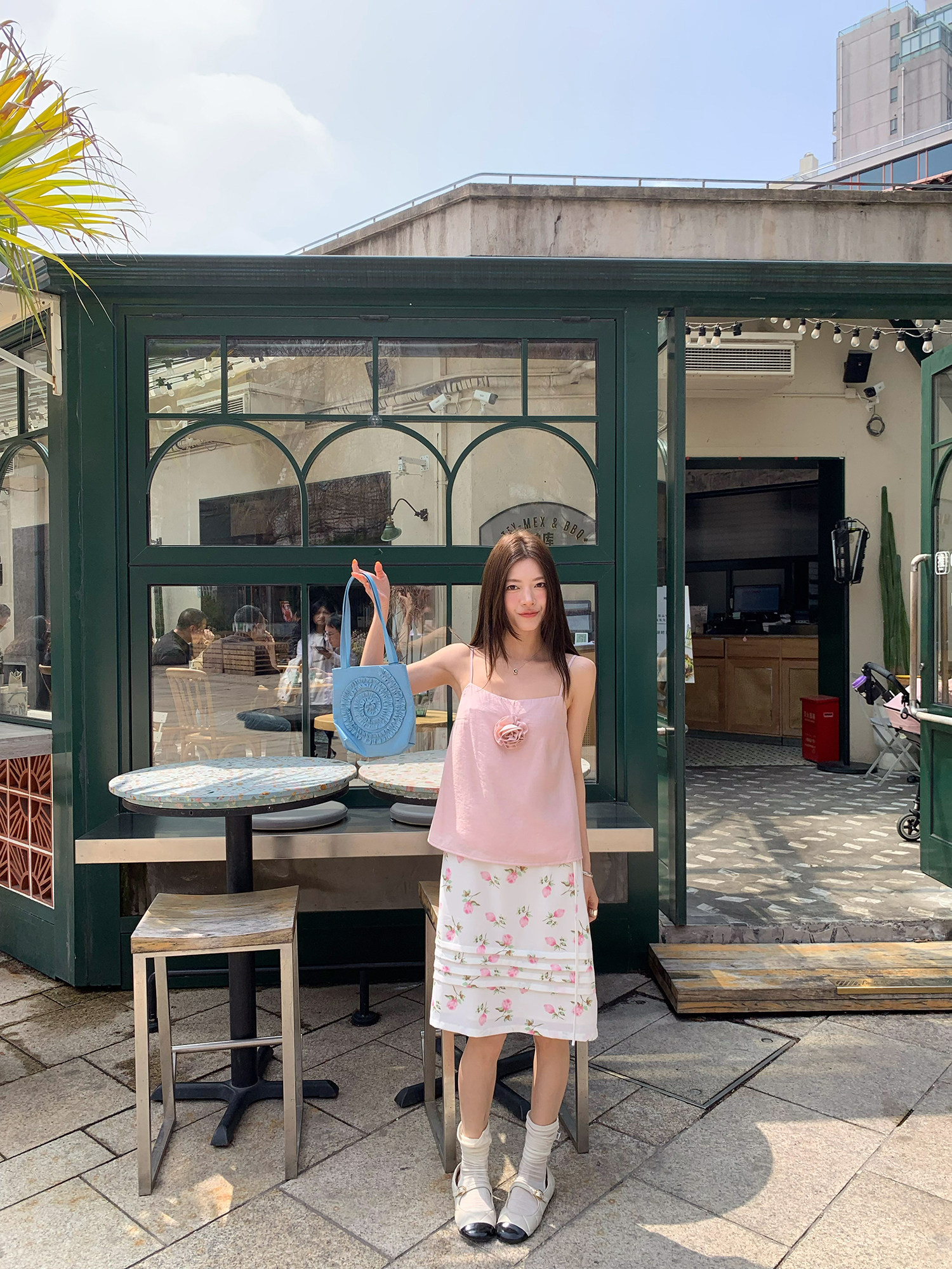 牙套大汪【Тайный сад】Нежная юбка из шифона с цветочным принтом, завязками по бокам и эластичным поясом со складками