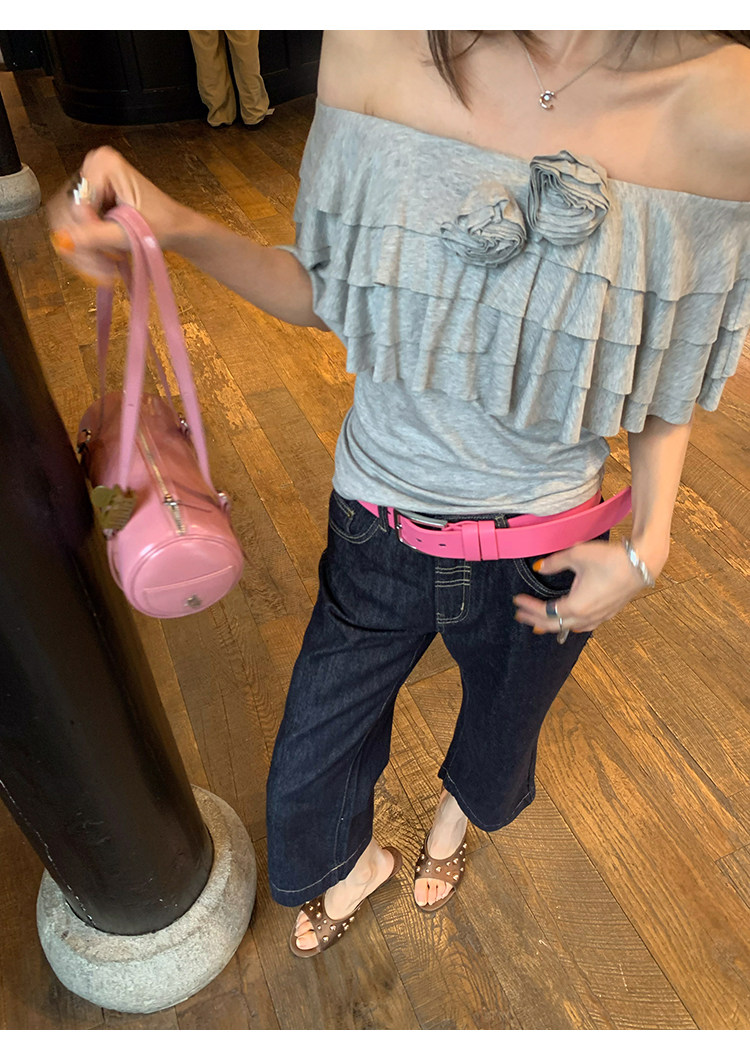 牙套大汪 25 лиоцелл эластичная дизайнерская футболка серая без рукавов короткая стройнящая изысканная универсальная блузка