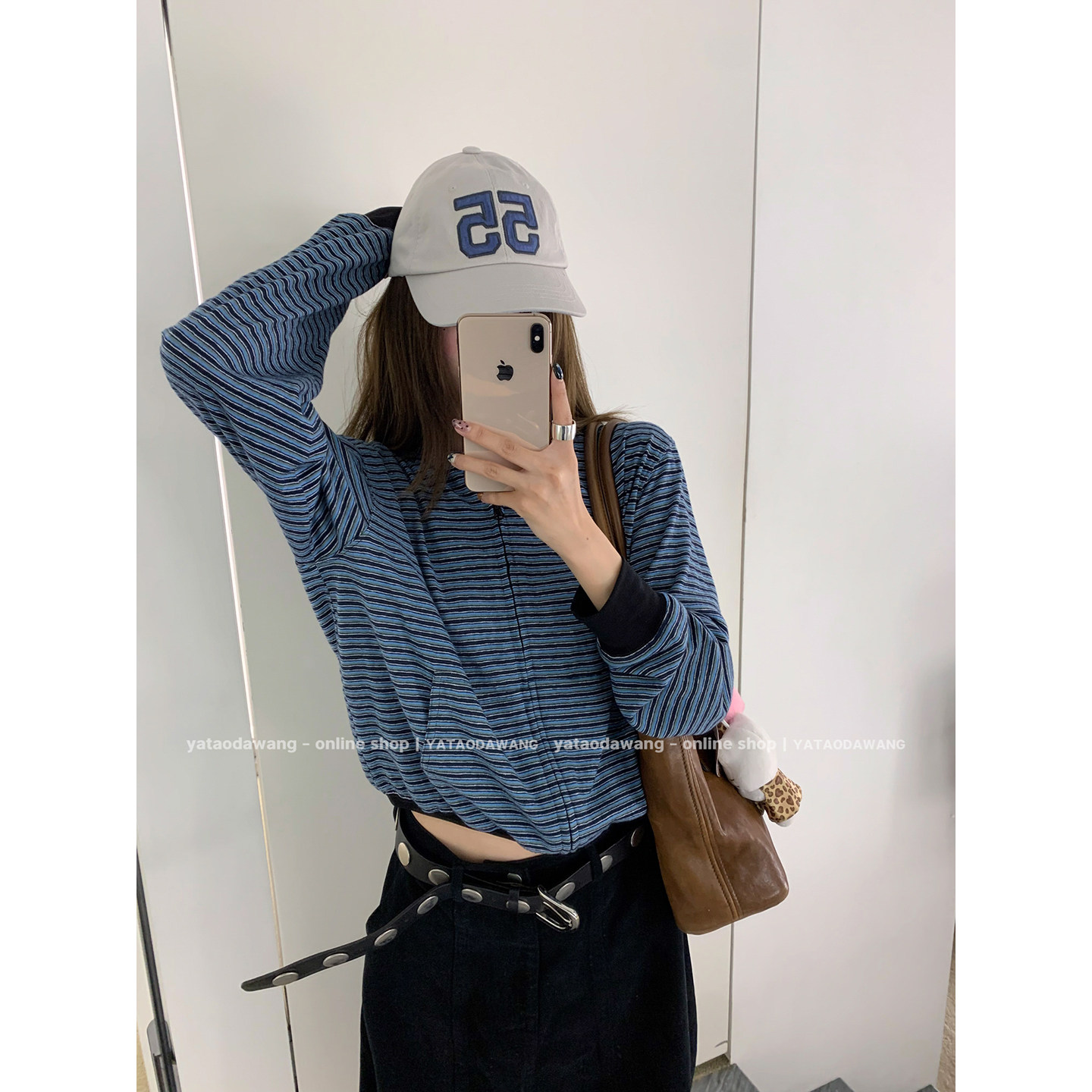 牙套大汪 【小蓝孩】Мягкая молочная толстовка с капюшоном и полосками на молнии