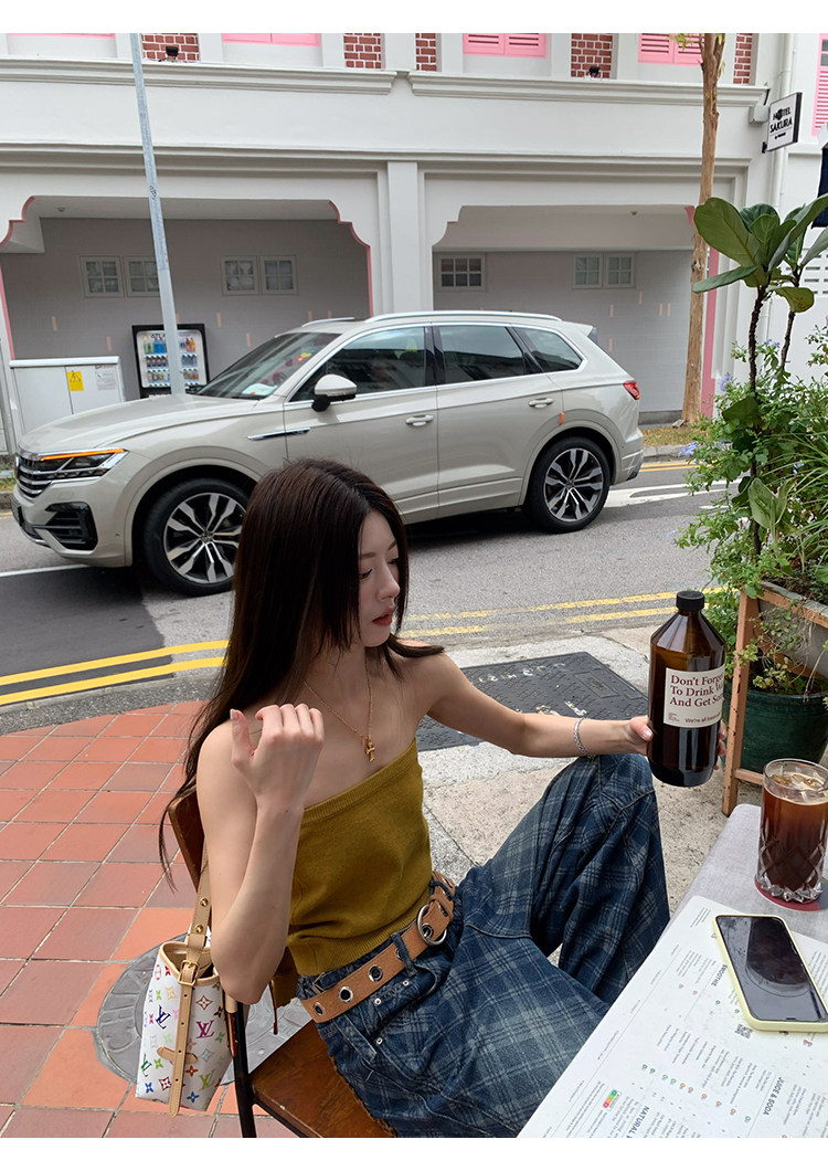 【星期八】Американские ретро клетчатые уличные джинсы с леопардовыми карманами 2026, новая модель широких универсальных повседневных джинсов