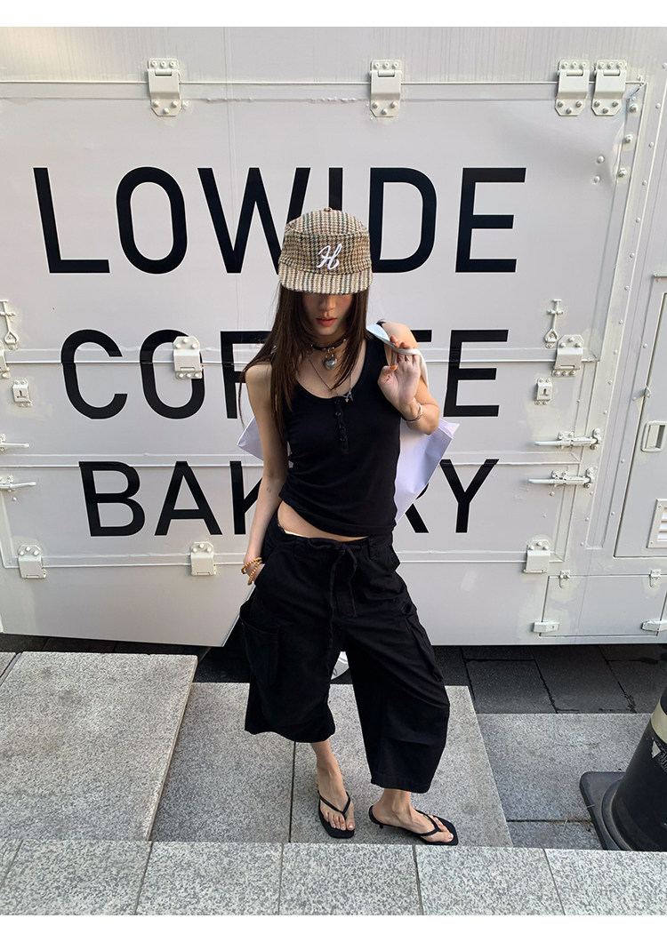 牙套大汪 【City Walk 神裤】укороченные карго брюки с кулиской и множеством карманов для городских прогулок