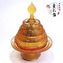 Glaze manza plate can be plugged in and illuminated with light mandala for manthara tantric Buddhist tools large size with hidden gems