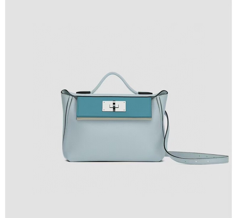 2424 Mini 21cm First-Layer Cowhide Women's Bag, Fashionable and Versatile Handbag, Shoulder Bag, Crossbody Bag, High-End Kelly Bag