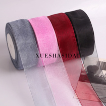 4cm wide transparent white ribbon rose diy material snow gauze ribbon ribbon ribbon gift hair accessories cake ribbon