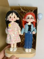 Customized soft clay Q-version doll ornaments stone plastic ultra-light clay couple graduates day wedding commemorative character handmade