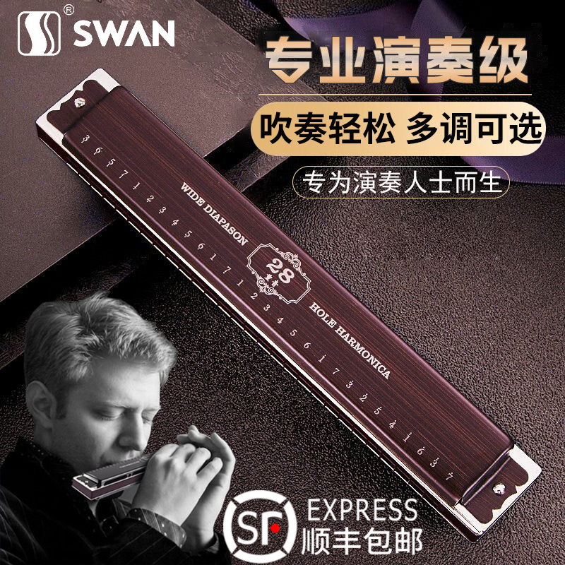 ドイツ輸入リードスワン24穴ポリフォニックハーモニカ大人初心者向け28穴アクセントプロパフォーマンスレベル