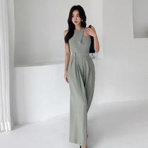 Jumpsuit 2024 summer new arrival ladies slim fit sleeveless high waist temperament straight pants for women