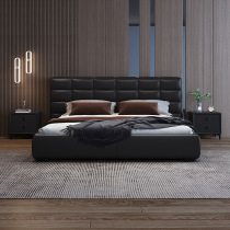 Italian minimalist Lawrence leather bed modern and simple double master bedroom king bed light luxury high-end and atmospheric villa wedding bed