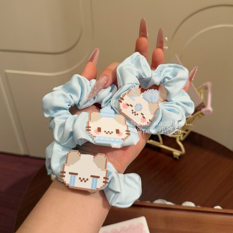 Sweet Marshmallow Cat Hair Tie Cartoon Girl Ponytail Scrunchie High-Value ins Cute Hair Rope ins