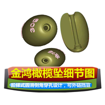 Jinhong fishing gear lead lump fishing pendant olive-shaped through-heart fishing lead pendant Zhongtong pendant factory direct sales fishing lead pendant