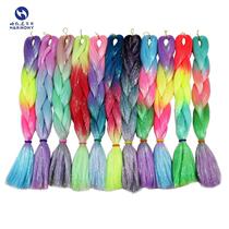 Creative mixed glitter mens and womens wigs African dreadlocks laser silk color high temperature silk color chemical fiber large braids