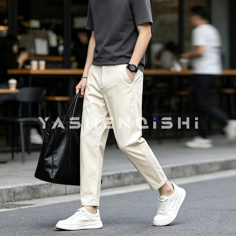 2026 Summer New Men's Slim Straight-Leg Business Dress Pants, Off-White Casual Pants, Thin Summer Style
