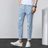 Демисезонные джинсы, заплатка для ремонта пятки, трендовые универсальные осенние штаны, облегающий крой, в корейском стиле