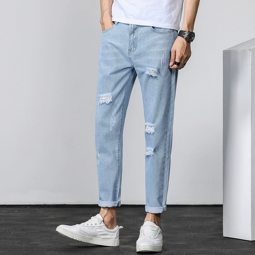 Демисезонные джинсы, заплатка для ремонта пятки, трендовые универсальные осенние штаны, облегающий крой, в корейском стиле