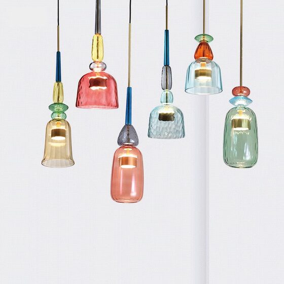 Nordic Macaron Colored Glass Pendant Light for Restaurant, Shop, Modern Minimalist Creative Children's Room, Bedside, Bar Counter Pendant Light