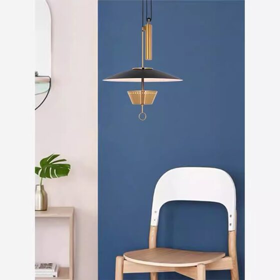 Nordic Light Luxury Adjustable Pulley Lamp Designer Trendy Model for Guesthouses, Adjustable Dining Room, Study, Bedroom Wrought Iron Pendant Light