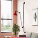 Adjustable Swing-Arm Wall Lamp, No Wiring Required, Designer Style, Long Rod, Mobile Industrial Style Bedroom Bedside Reading Light