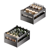 Oppein 58 pull basket kitchen cabinet aluminum alloy double-layer drawer-type bowl rack storage dish rack cabinet seasoning basket