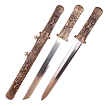 Yueli sword Kirin dagger horizontal sword Longquan City handmade sword patterned steel brass sheath gift unedged
