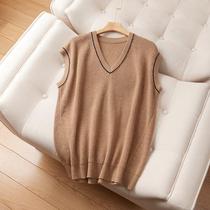 2024 Spring and Autumn New Silk Cashmere Blended Knitted Vest Womens Korean Style Loose Casual Versatile V-Neck Vest