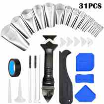 31-piece set of stainless steel sealing caulking nozzle 3-in-1 metal scraper scraper for tile kitchen caulking tools