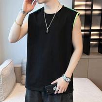 2024 New Summer Mens Trendy Loose Clothing Trendy Brand Student Short-Sleeved T-Shirts Sleeveless T-Shirts and Waistless Vests