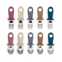 2PC Set Baby Silicone Tableware Children Stainless Steel Din