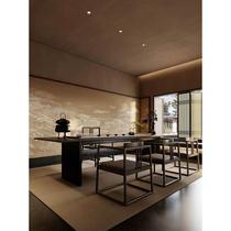 New Chinese style black walnut tea table Kung Fu tea table office wabi-sabi style solid wood large board high-end Zen tea table