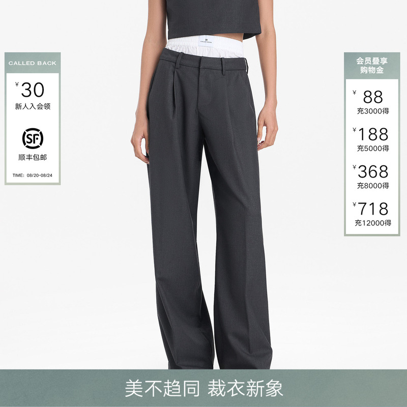 [Same Style as Shen Mengchen] Calledback Double-Waist Dress Pants for Women, 2026 Autumn New Casual Loose Trousers