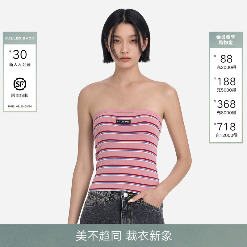 [Same Style as Cai Yilin and Shen Yue] Calledback One-Piece Tube Top Women's 2026 Striped Sleeveless Top