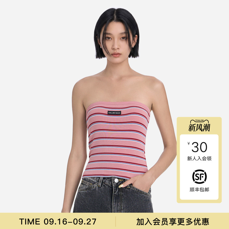 [Same Style as Cai Yilin and Shen Yue] Calledback One-Piece Tube Top Women's 2026 Striped Sleeveless Top