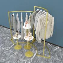 Internet celebrity clothing store display rack floor-standing semi-curved side-mounted combination clothes hanger round island display shelf