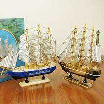 24CM solid wood sailboat European style home decoration ornaments Mediterranean style wood craftsmanship smooth sailing