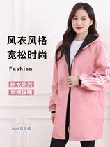 Waterproof plus velvet season thickened zipper mens and womens warm smock adult kitchen apron long-sleeved coat work clothes direct sales