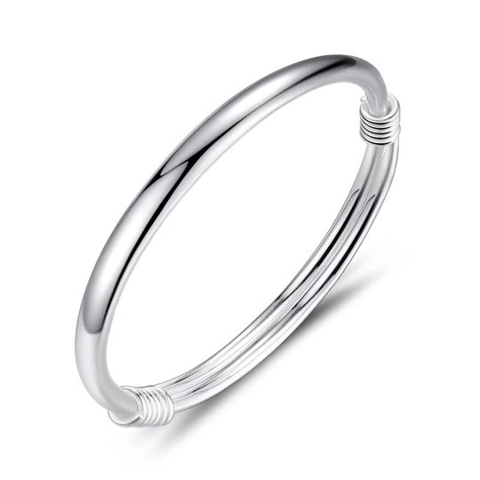 S999纯银手镯女高级精致感素圈光面实心年轻款镯子生日礼物送女友