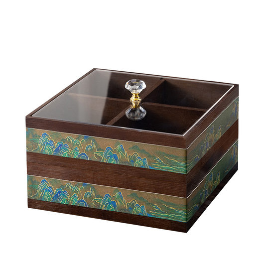 German Red Compartmentalized Fruit Box for Living Room, Home Use, Light Luxury High-End Dried Fruit Box, Chinese New Year, Housewarming, Wedding, Storage Snack Tray